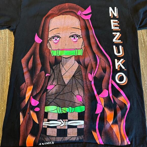 Nezuko Demon Slayer Anime Double Sided Graphic T-Shirt Black, Small - Picture 2 of 6